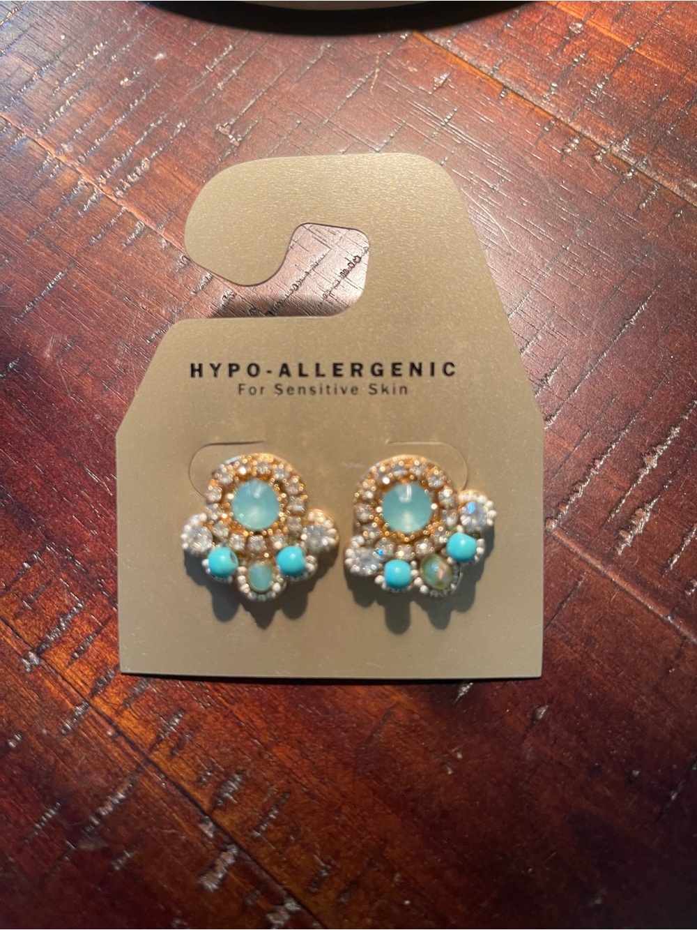 Turquoise & Gold Cluster Stud Earrings